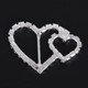 Joined Hearts Diamante Silver Slider Buckles - (Pack of 10)